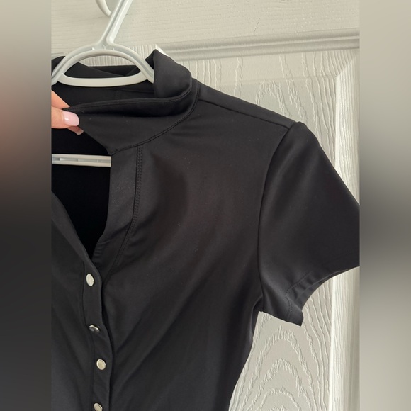 POLO BODYCON ROMPER BLACK SIZE SMALL SHORTS AND SHORT SLEEVE WITH BUTTONS - Picture 9 of 10